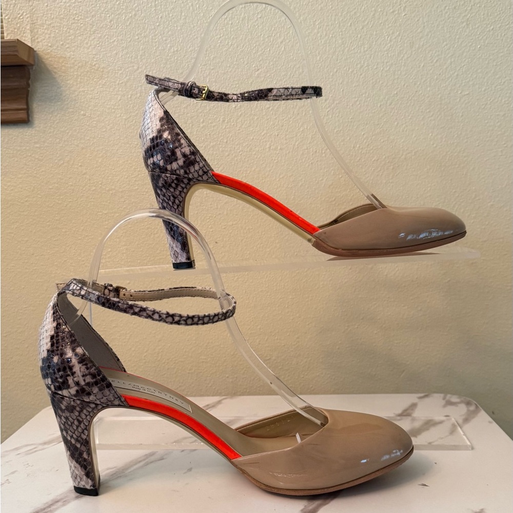 Stella  McCartney Ankle Strap Multi Color Heels, EUC, Size 38-1/2.
